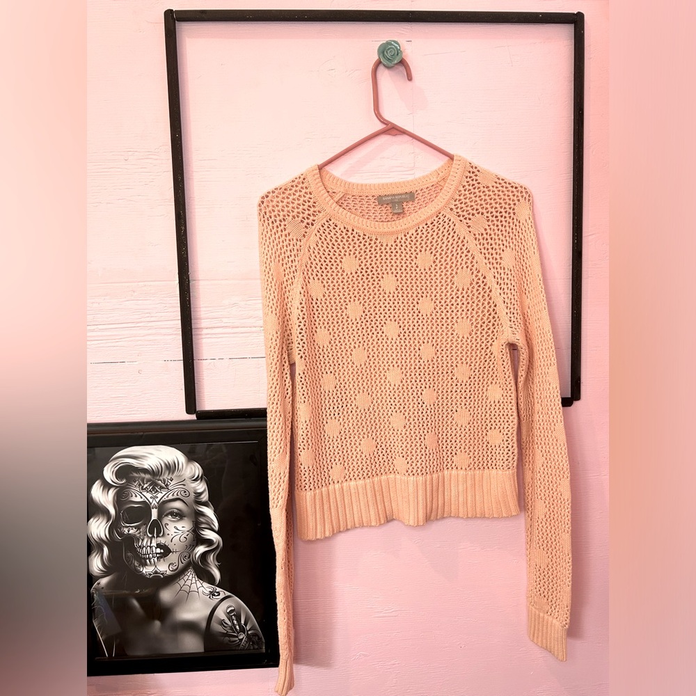 Banana Republic | Light Pink Open Knit Midi-Sweater
